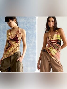 Free People - 2-in-1 Cowl Neck Halter tops  - Yellow Multi